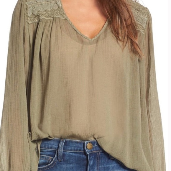 Current Elliott Picnic Shirt Blouse Charcoal Grey Embroidered Long Sleeve size 1 - Picture 10 of 14